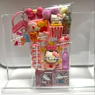 가챠 파우치 채우기 타입 핑크 화이트 고양이