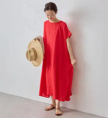 [ 23SS 새상품급 ] BEARDSLEY 린넨 텐트 원피스 레드 린넨