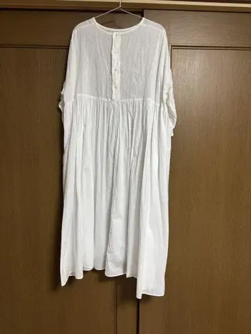 나추카라 화이트 셔츠 원피스 긴팔 면린넨