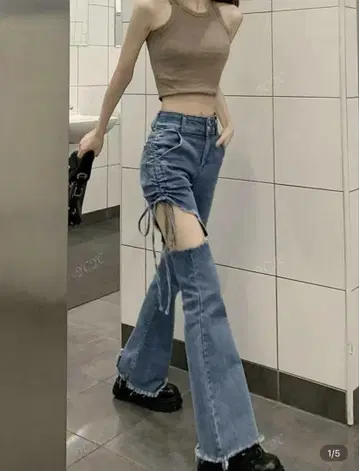 사이드 컷 플레어 데님