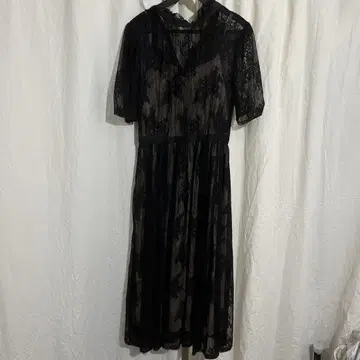 블랙 레이스 롱 드레스