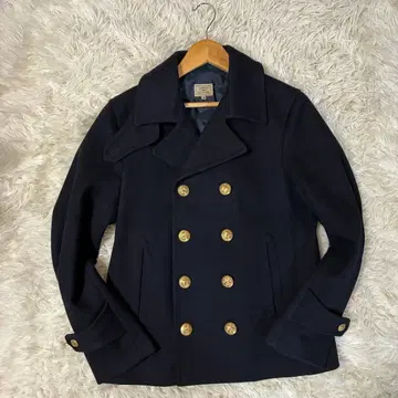 그린 라벨 릴랙싱 골드 버튼 네이비 더블 브레스트 울 피코트