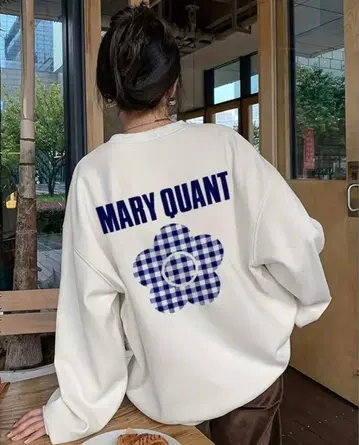 MARY QUANT 로고 깅엄 체크 맨투맨