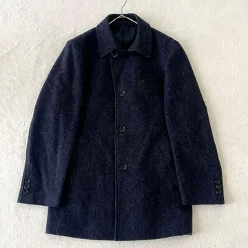 COMME CA MEN 코트 트위드 울 네이비 사이즈 M
