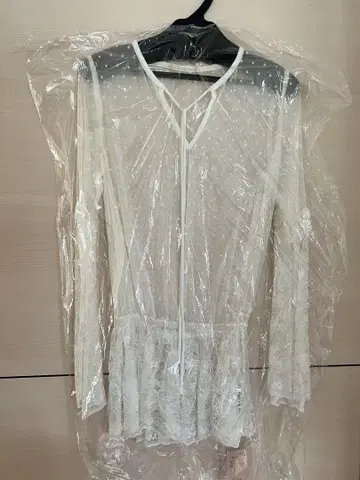 화이트 레이스 도트 긴팔 셔츠 화이트 셔츠