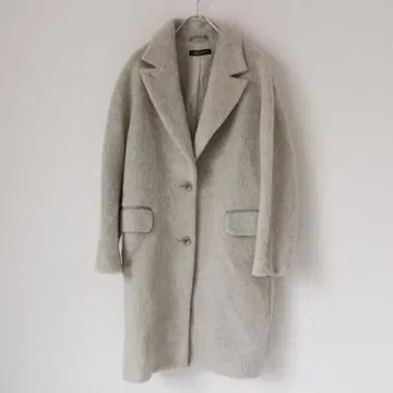 STUNNING LURE 샤기 롱 코트 F 사이즈 모헤어 베이지