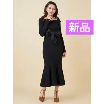새상품 택 없음 ROYAL PARTY 허리 리본 머메이드 니트 원피스