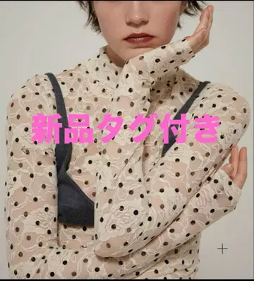 새상품 POPPY 아사기니뇨 DOT LACE SEE-THROUGH TOP