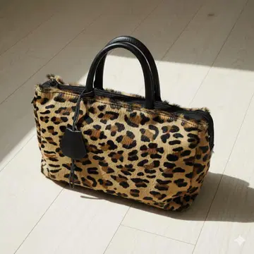 레오파드 무늬 송치풍 토트백 핸드백 인조 가죽 컴팩트