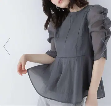 NATURAL BEAUTY BACIC 시어 페플럼 블라우스 그레이