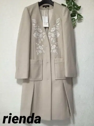 미사용 새상품 rienda 롱 코트 자수 비즈 sizeS