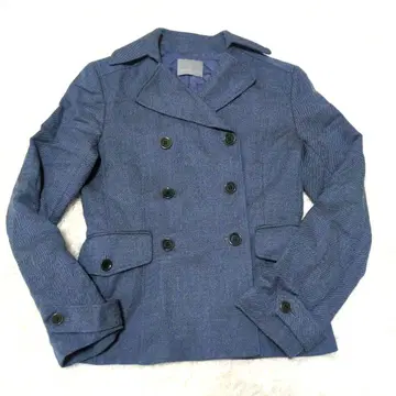 40 띠어리 럭스 숏 트렌치코트 테일러드 자켓 블루