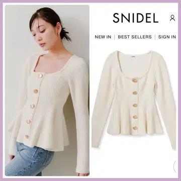 SNIDEL 스나이델 스퀘어넥 페플럼 니트 풀오버