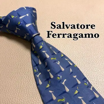 살바토레 페라가모 넥타이 스트라이프 도트 체크 블루 파란색