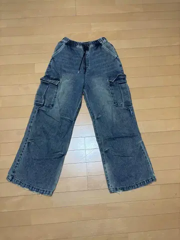 데님 카고 팬츠 와이드 팬츠