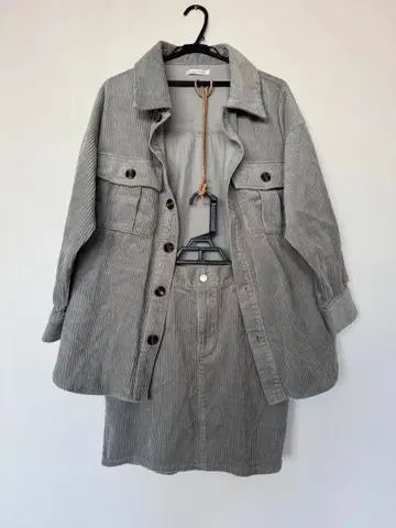 wego 그린 코듀로이 셋업 스커트 셔츠 자켓