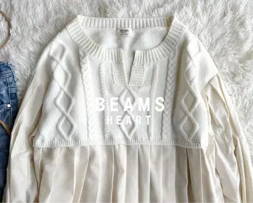 BEAMS HEART 페플럼 상의 화이트