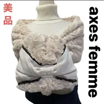 axes femme 엑시즈팜 퍼 티핏 리본 베이지 새상품급