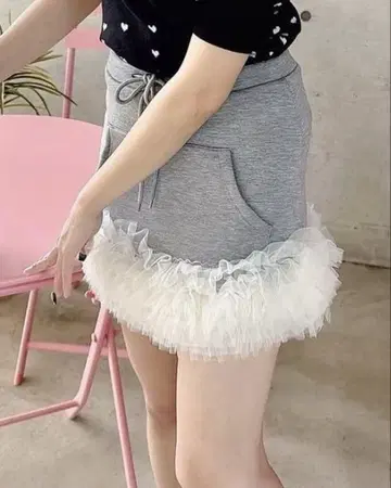 미사용 새상품 튤 프릴 스코트 Gray