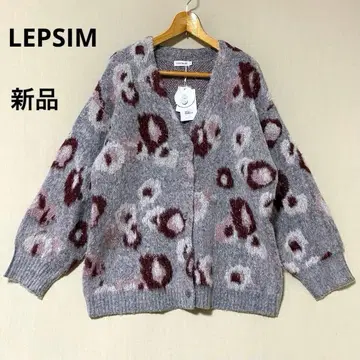 [ 새상품 ] LEPSIM 5게이지 플라워 무늬 V넥 가디건 프리