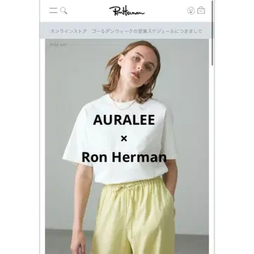 AURALEE x Ron Herman 화이트 반팔 T셔츠