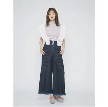 새상품급 merry jenny 리본 와이드 데님 S 사이즈