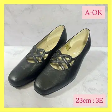 미사용급 A-OK 에이오케이 펌프스 가죽 블랙