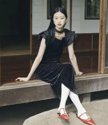 ANDRESD 드레이프 벨루어 드레스 포멀 L 사이즈