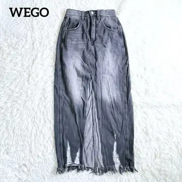 [위고] WEGO 데미지 데님 롱 스커트(F) 컷오프 밑단 프린지