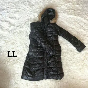 주피터 샵 채널 블랙 퍼 다운 롱 코트 LL