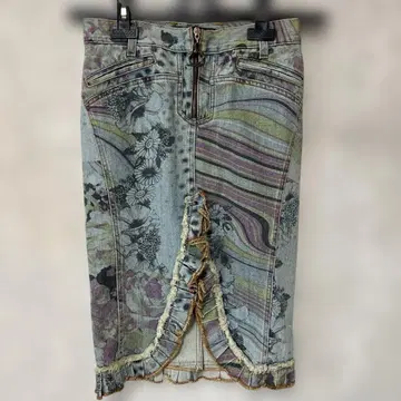 JUSTCavalli 플라워 프린트 데님 스커트