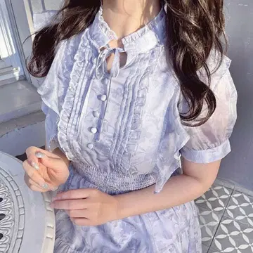 evelyn 라메 프릴 꽃무늬 OP 원피스