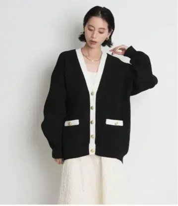 cadune 카듀네 배색 가디건 S
