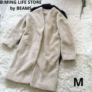 비밍 라이프 스토어 바이 빔즈 울 혼방 보아 노카라 코트 화이트 M