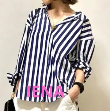 IENA THOMAS MASON 루즈 넥 셔츠 스트라이프 네이비