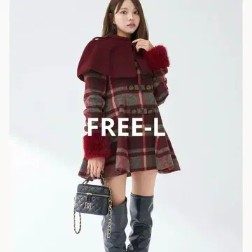 Darich 다리치 케이프 체크 나폴레옹 코트 보르도 프리 L