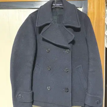 LONDON Tradition 네이비 더블 브레스트 피 코트 32