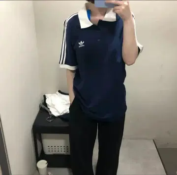adidas 네이비 반팔 피케 셔츠 S