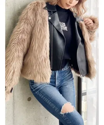 GYDA 레이어드 에코 퍼 라이더 자켓