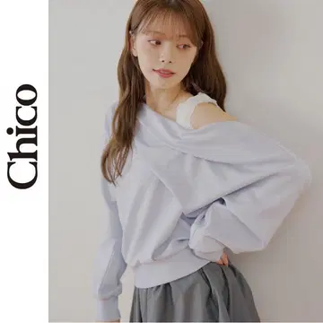 Chico 원숄더 어깨 레이스 상의