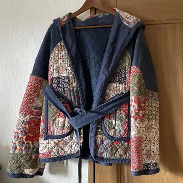 70s 80s 패치워크 패턴 데님 후드 자켓