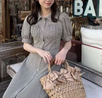 MAJESTIC LEGON 체크 무늬 셔츠 원피스 반팔 새상품급