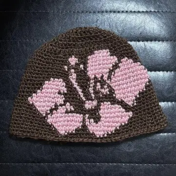 크러셔 모자 비니 그런지 하이비스커스 브라운 손뜨개질 구제 의류