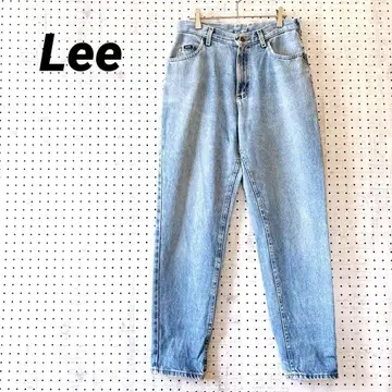 리 테이퍼드 데님 하이웨스트 라이트 블루 데미지 빈티지