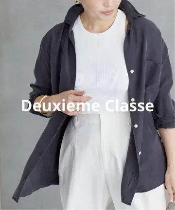 Deuxieme Classe 실크 워시 셔츠 23SS 네이비 F