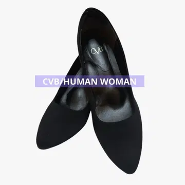 CVB 깔끔한 포멀 블랙 스웨이드 느낌 펌프스 24.5cm 시치고산 식
