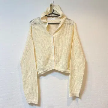 [ MOUSSY ] 후드 부착 아이보리 메쉬 가디건