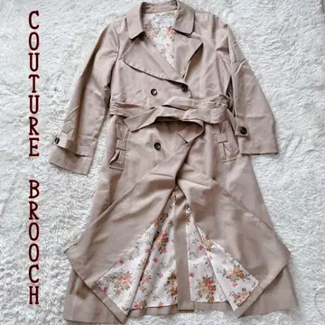 COUTURE BROOCH 베이지 트렌치코트 더블 브레스트 출퇴근 L