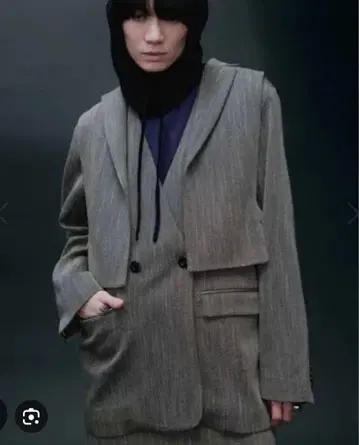 [ Ameri ] CONVERTIBLE HERRINGBONE JACKET