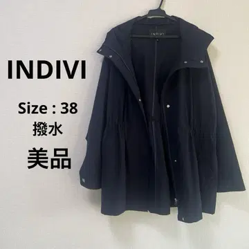 INDIVI 발수 마운틴 후드티 네이비 후드 부착 허리 드로스트